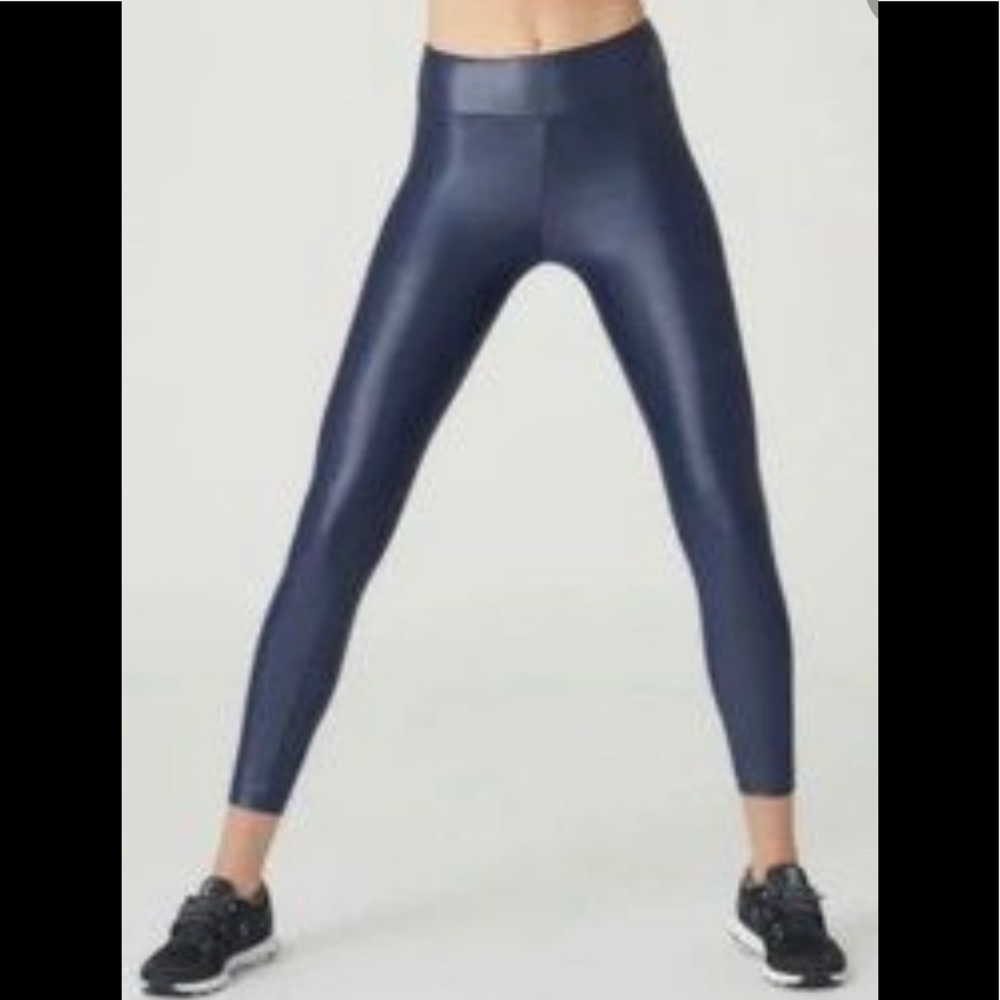 NWT All Fenix Anthropologie Liquid Leopard Forest Green Teal 7/8 Leggings M